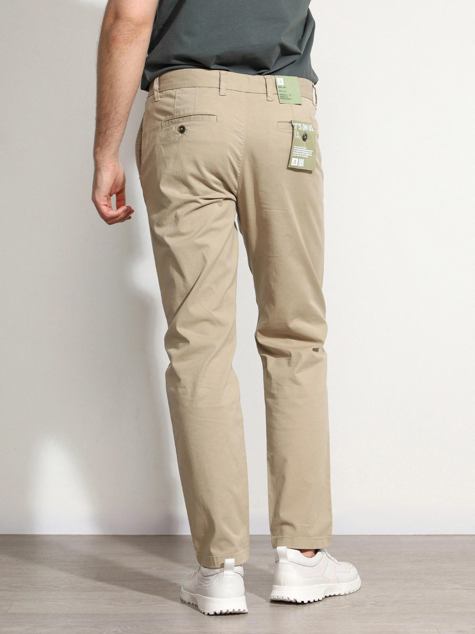 Брюки бежевого цвета из смесового хлопка